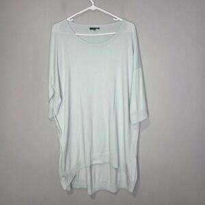 Lafayette 148 Oversized Tunic Top Womens Size‎ XL Mint Cotton Ribbed Hi Low Hem